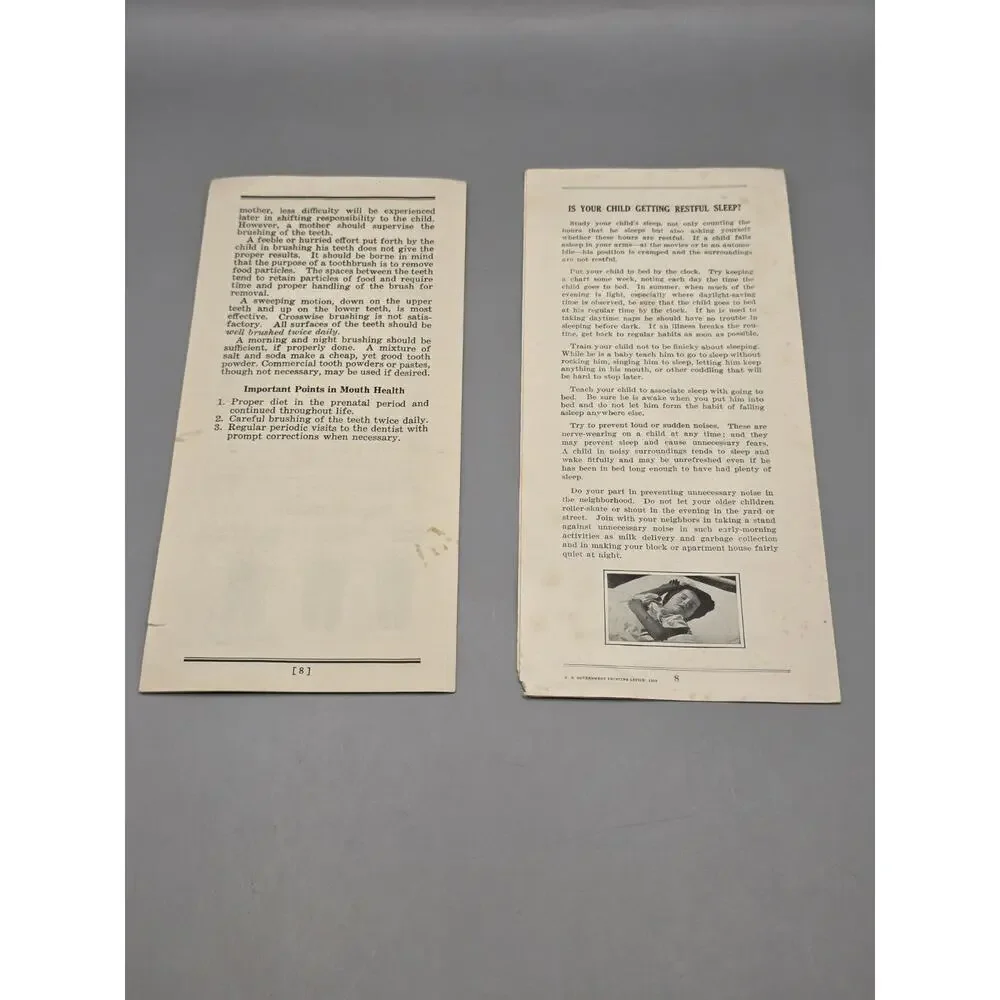 Vintage 1920s 1930s Child Care Pamphlet Lot Why Sleep Good Teeth Public Health